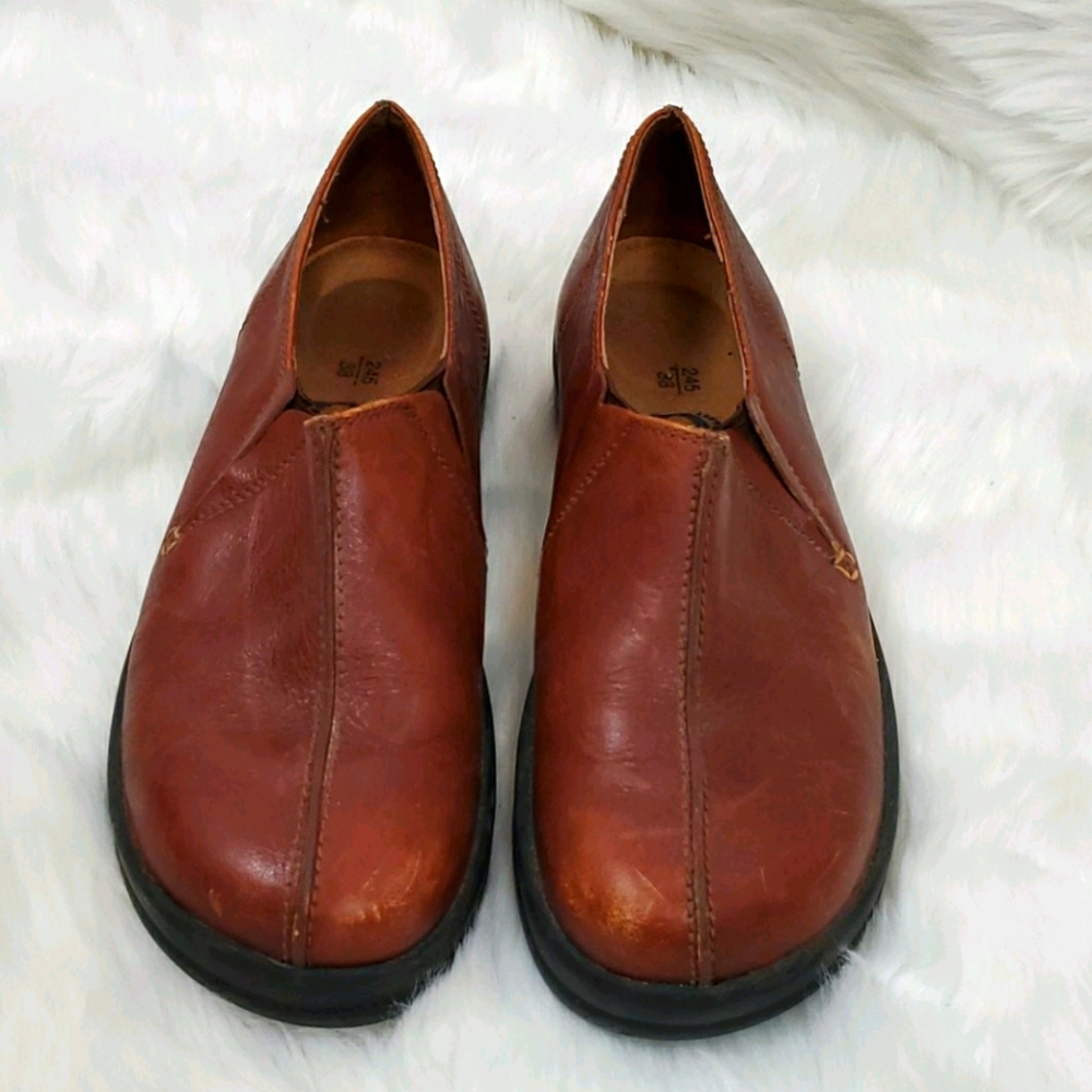 Birkenstock Leather Slip On Shoes 38 Women Brown Good Condition
